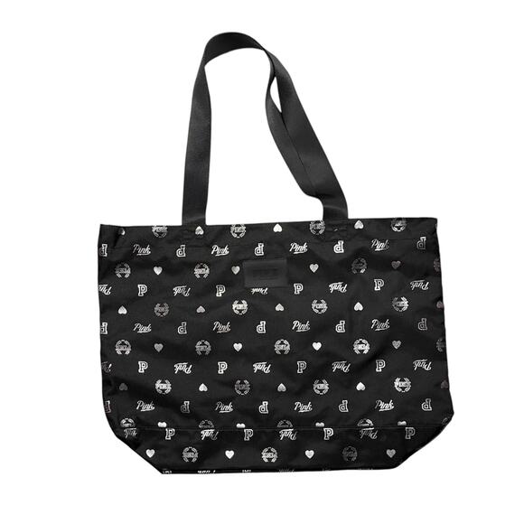 Victoria's Secret PINK Black and Silver Logo Tote Pink Friday Special Edition - Picture 1 of 5